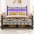 thumbnail image 3 of EnHomee Queen Size Metal Platform Bed Frame Metal Bed Frame Queen with Headboard & Footboard Bed Frame with LED Lights & Storage,Noise Free,Black, 3 of 9