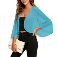 thumbnail image 4 of Vinsonshop Womens Chiffon Shrug Sheer Bolero Open Front Lightweight Cropped Cardigan for Evening Dresses Sky Blue XXL, 4 of 6