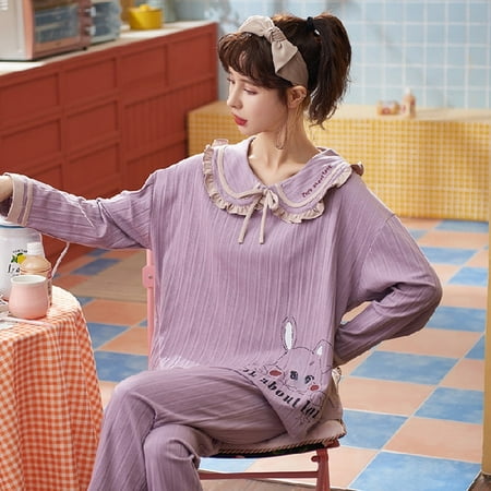 

PIKADINGNIS Fashion Autumn Winter Princess Retro Style Pajamas Sets for Women Cotton Green Soft Sleepwear Suit Home Wear Loose Nightwear Set