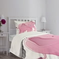 thumbnail image 3 of Ambesonne Animal Cartoon Quilted Bedspread Set 2 Pcs, Pinkish Funny Tusk, Twin Size, White and Pink, 3 of 5