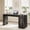Gray, variant on 61 Inch Farmhouse Executive Desk with Charging Station, 3 AC Outlets, 2 USB Ports, 2 Drawers, Storage Cabinet and Adjustable Shelf,White+Black