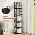 thumbnail image 3 of Flycity 5 Tier Rotating Bookshelf, 360° Display Rotating Bookcase Corner Storage Rack with Special Visible Partition Storage, Black, 3 of 8
