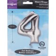 thumbnail image 2 of Jumbo Silver Mylar Foil Party Balloon - Number 4, 2 of 2