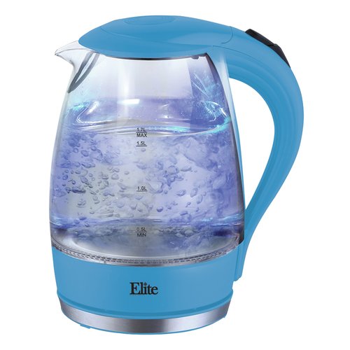 Elite Platinum EKT300BL 1.7Liter Glass Cordless Electric Kettle
