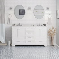 Harper 60" Double Bathroom Vanity with White Cabinet and Quartz Top