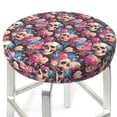 thumbnail image 3 of Pofeuu Skull Blue Flower Print Round Bar Stool Covers - Super Soft and Washable Elastic Stool Cushion Slipcover Easy Clean Velvet-12 inch, 3 of 7