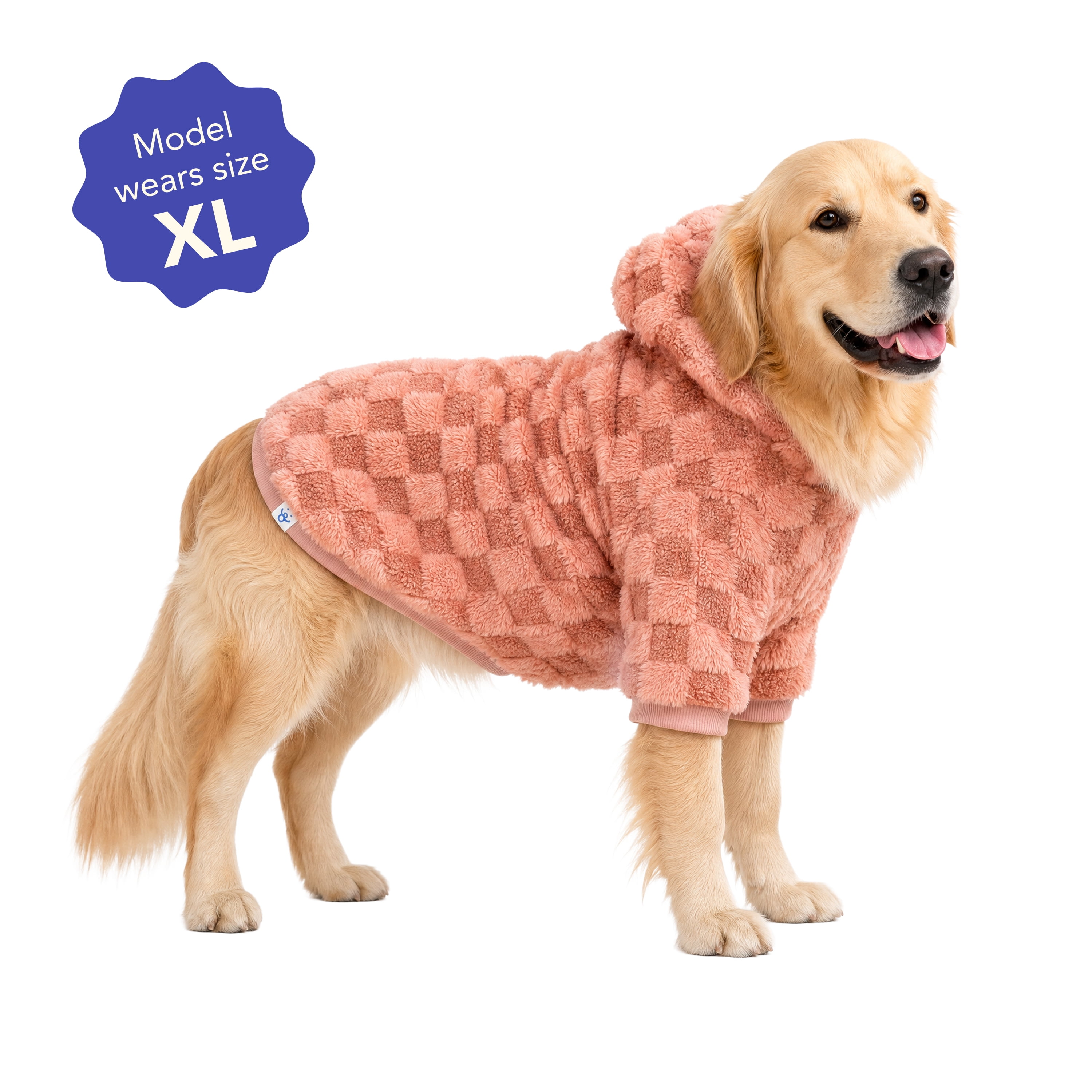 Oodles Checkerboard Fall Sherpa Dog Hoodie, Red, XL