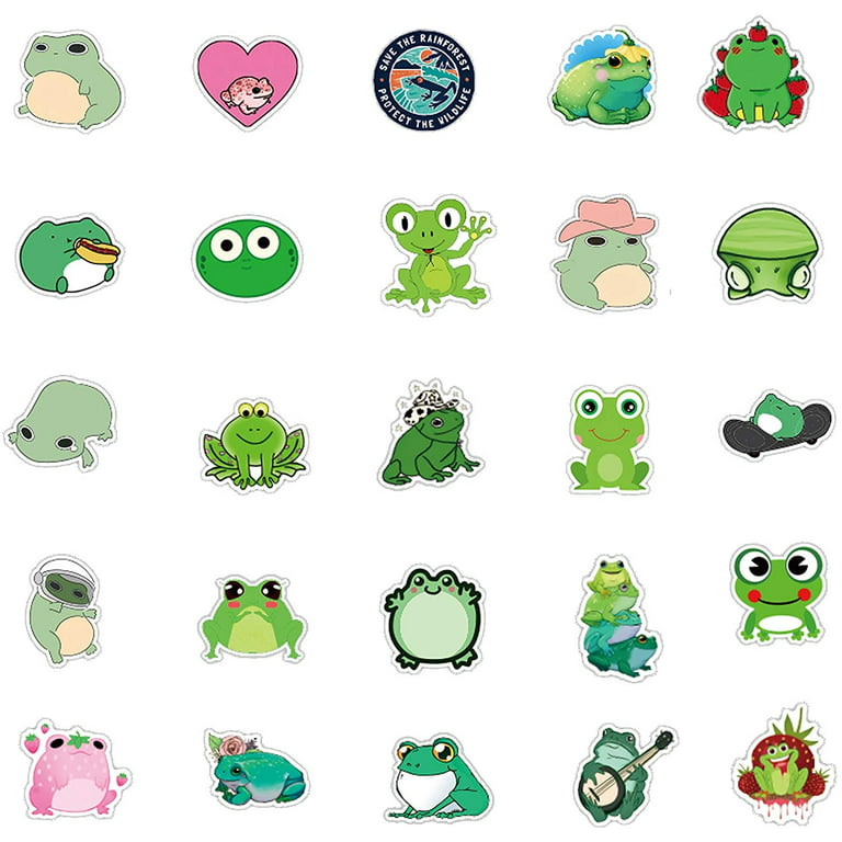 Frog Stickers| 50 Pcs | Vinyl Waterproof Stickers for Laptop,Skateboard,Water Bottles,Computer,Phone,Guitar, Frogs, Size: 2.5