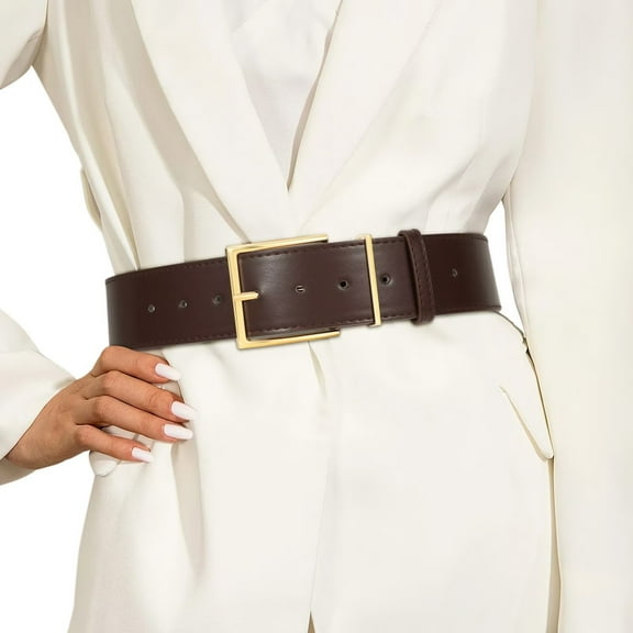 JASGOOD Women Wide Leather Belts Fashion Waistband for Dresses Pants