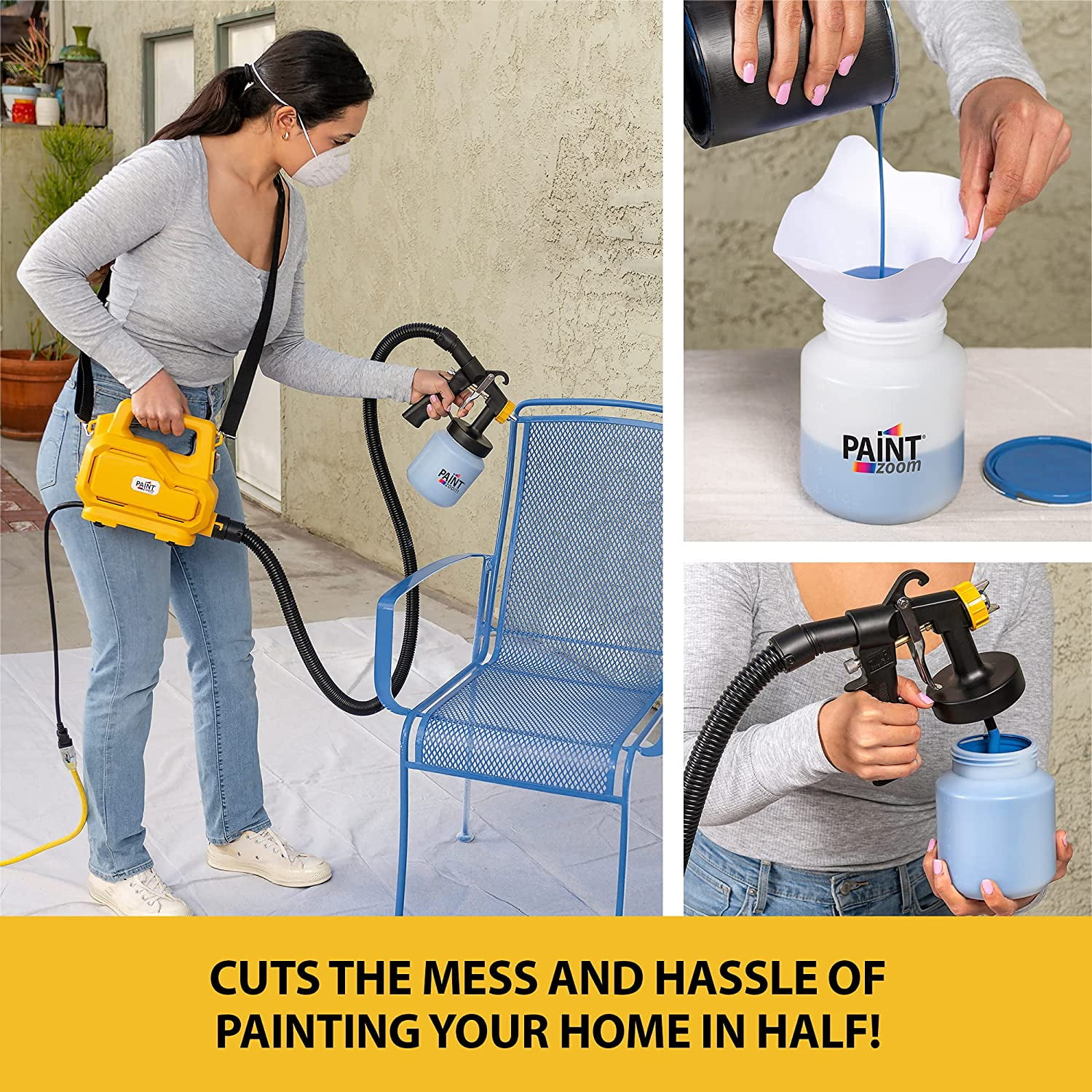 Paint Zoom 950W HVLP Paint Sprayer 1200ml 3 Pattern 6.55 lb