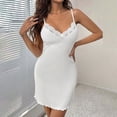 thumbnail image 2 of Fjofpr Women Sleeveless Nightgowns Tank Sleeshirt Soft Nightshirt for Sleeping Sleepwear Chemise Women's Casual Solid Color Suspender Lace Suspender Dress Nightdress, 2 of 9