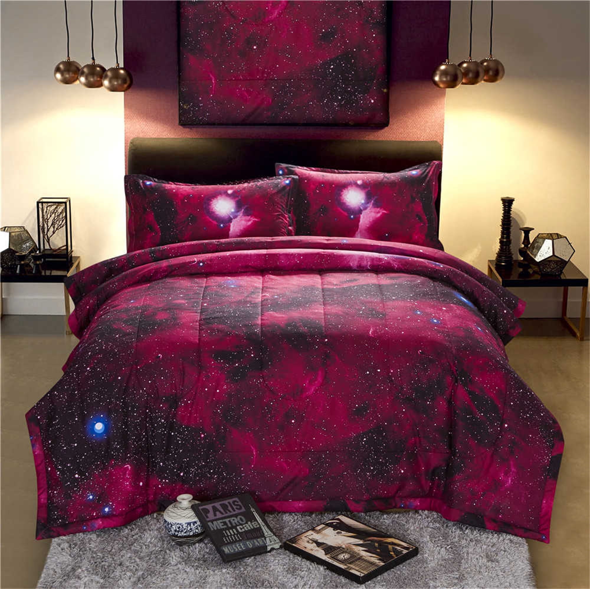 ANMINY Galaxies Comforter Set Reversible Quilt Sky Outer Space Bedding