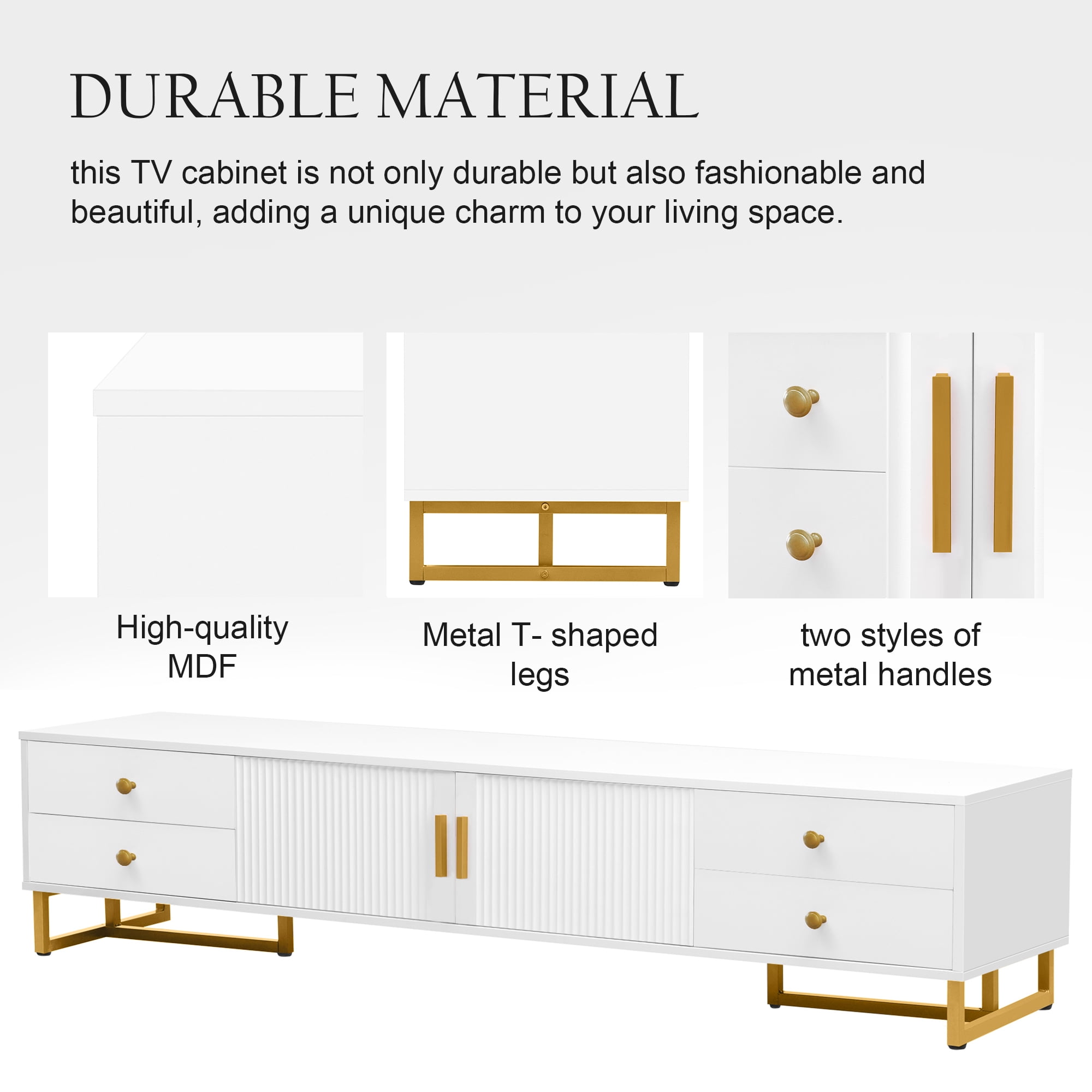 TV Stand for 65+ Inch TV, Entertainment Center TV Media Console Table, Modern TV Stand with Storage, TV Console Cabinet Furniture for Living Room