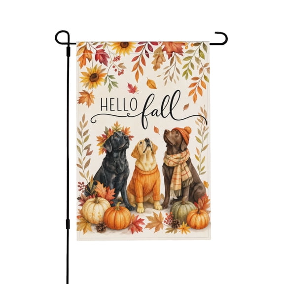 Garden Flag 12x18 Inch with Fall Dogs and Leaves Design for Outdoor Decor