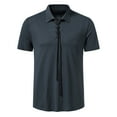 thumbnail image 2 of Njoeus Shirts For Men Golf Shirts For Men Men'S Cotton Zipper Lapel Short Sleeve Undershirts T-Shirt Casual Business Tops Shirt Black Shirts, 2 of 4