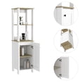 thumbnail image 4 of Practical Storage Linen Cabinet With Two Open Shelves And Single Door Oak/white Four Stable Legs, 4 of 7