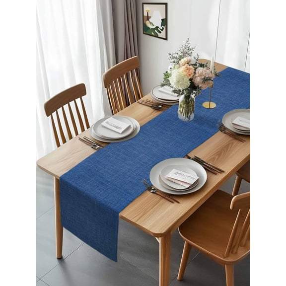 Table Runner Navy Blue Retro Linen Dresser Scarves 13x72 Inch,Linen Table Runners Modern Minimalist Style Tablerunner for Home Dining Indoor Outdoor Wedding Party Tabletop Decor