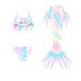 thumbnail image 6 of Gelikeya Girls Swimsuits Size 12-13 Kids' Swimwear 3 Piece Set Floral Bikini Tops Skirt Shorts Summer Holiday Hawaiian Beach Wear Cute Ruched Bathing Suit (Teens, X10-Light Blue), 6 of 7