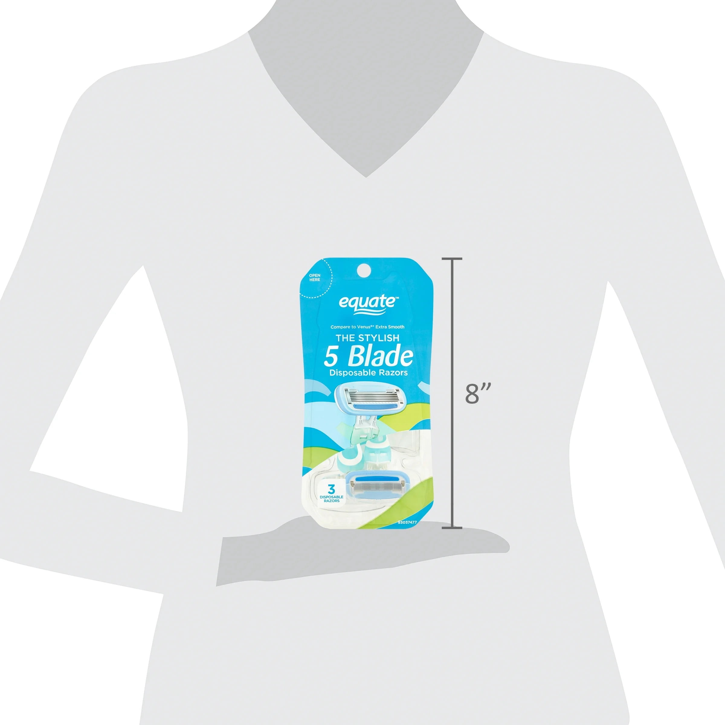 Equate Women's 5-Blade Disposable Razors, Blue, 3 Count