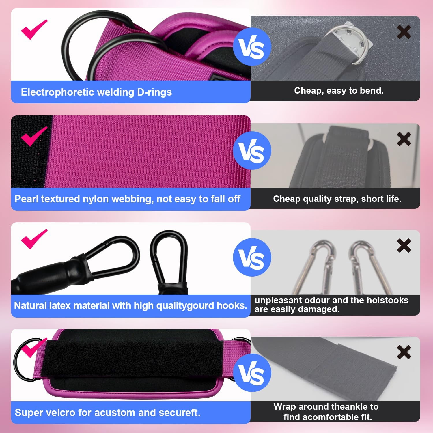 Resistance Bands Set with Handles - Exercise Bands Home Gym Strength Training Equipment, Includes Door Anchor & Ankle Straps for Full Body Workout Bands, Physical Therapy
