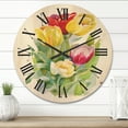 thumbnail image 2 of Designart 'Bouquet of Red and White Tulips' Traditional Wood Wall Clock, 2 of 5
