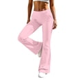 thumbnail image 6 of CFLVAEK Flare Leggings for Women Plus Size High Waisted Bootcut Yoga Pants with Pockets Stretch Tummy Control Workout Pant Pink XXL, 6 of 9
