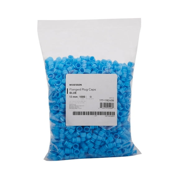 McKesson Tube Closure Flanged Plug Cap Blue Polyethylene 177-118240B 1000 per Bag