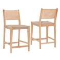 thumbnail image 6 of Linon Patty Wood 24" Counter Stools with Woven Seat Set of 2 in Natural Brown, 6 of 11