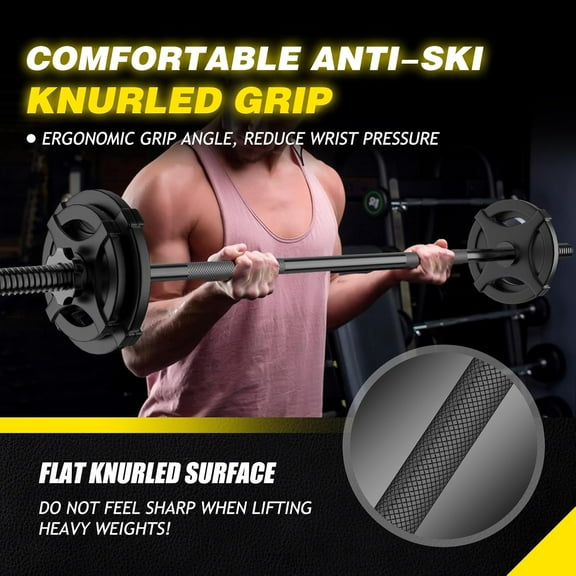 Weight Lifting Bar 57", 1" Standard Straight Barbell for Home Gym, 480lb Capacity, Black
