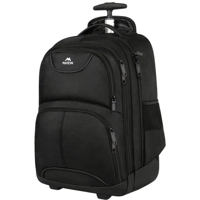 Mochila con Ruedas MATEIN Impermeable para portátil de Viaje Universidad Bolsa de Negocios Compacta Negro