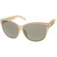 thumbnail image 2 of sunglassLA Female Oversize Horn Rimmed Metal Temple Mirror Square Lens Cat Eye Sunglasses 62mm (Creme-Gold / Gold Mirror) - 62mm, 2 of 4