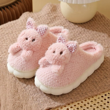 

CoCopeaunt Cute Plush Rabbit Womens Winter Indoor Slippers Warm Home Slippers Autumn and Winter Shoes Home Flat Floor Home Soft Bedroom