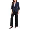 thumbnail image 2 of Blazer de solapa inspirador para mujeres con mangas 3/4, bolsillo, botón único, traje de trabajo L, azul real, 2 of 6