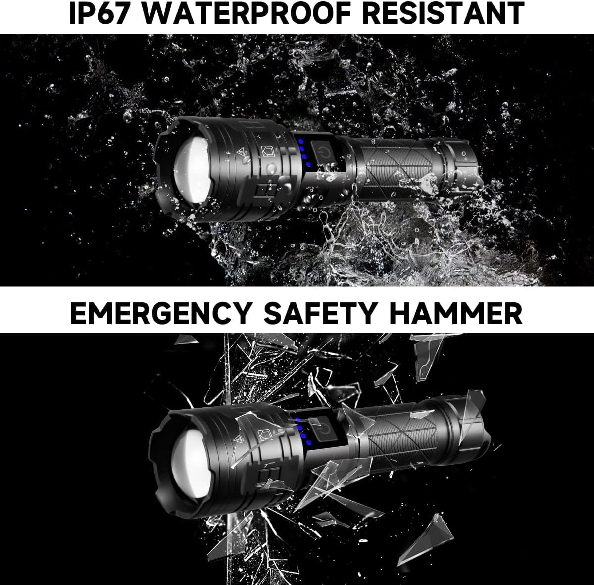 2Pack Rechargeable Flashlights High Lumens, 990000LM Powerful Tactical Flashlights, 5 Modes LED Flashlight Adjustable, Brightest Flashlight Waterproof, Handheld Flash Light for Home, Camping, Hiking