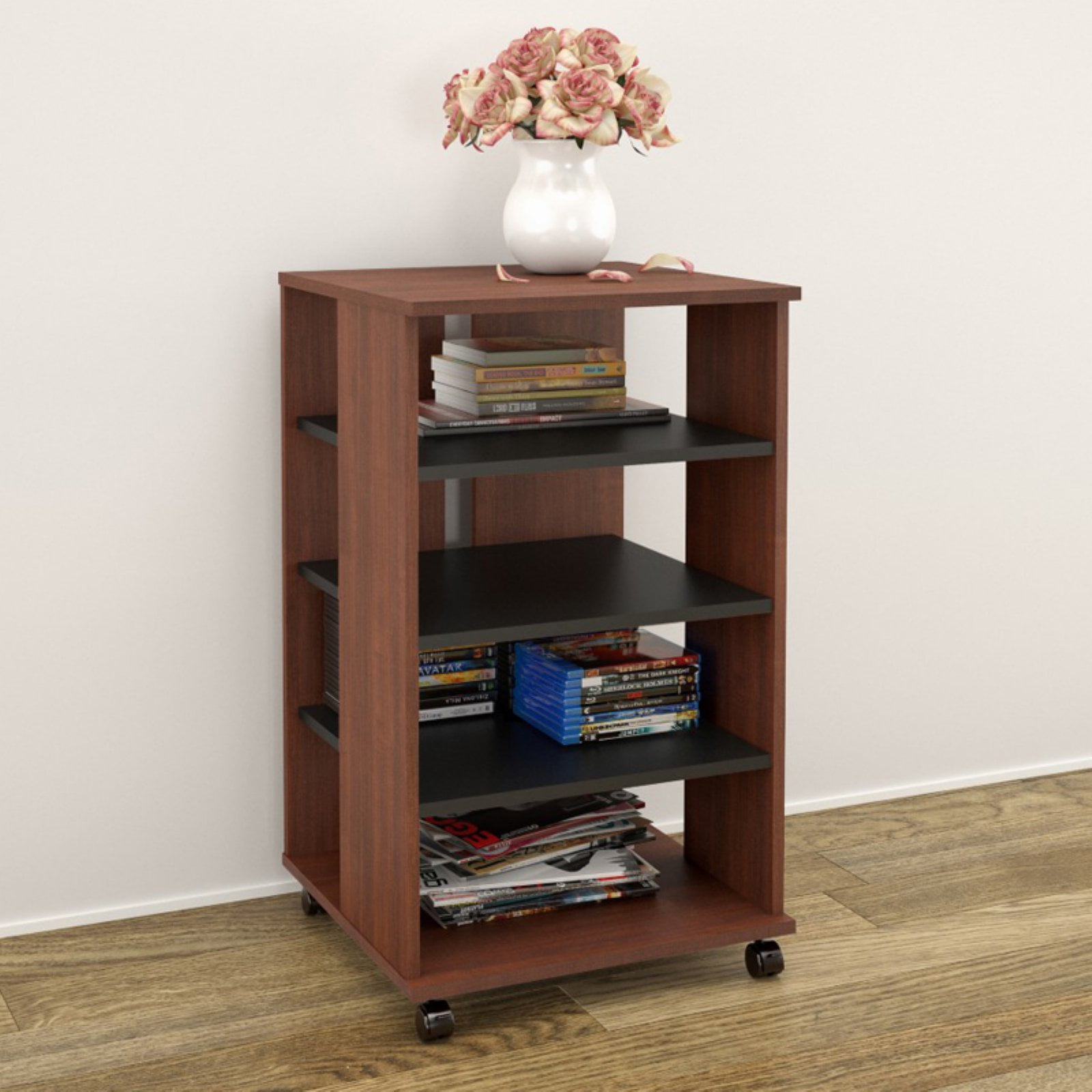 Nexera Jasper Mobile Storage Tower, Moka/Black