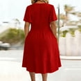 thumbnail image 5 of THDHVS Plus Size Dresses,Solid Color Short Sleeve Dress Casual Simple Elegant Style for Spring Summer Daily Outdoor Party Wear,Summer Dresses for Women Red 5XL, 5 of 6