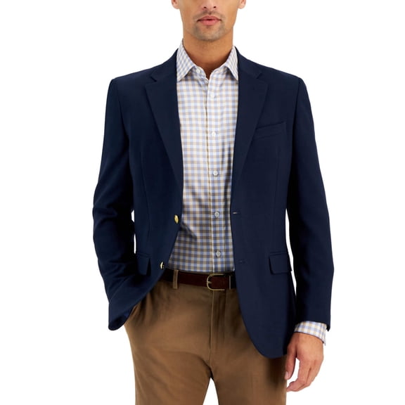 Nautica Mens Modern fit Sport Coat Blazer 42 L Navy Blue Solid