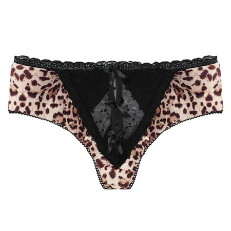 

BIZIZA Women Panty Underwear Sexy Mid Rise Lace Breathable Plus Size Womens Briefs Brown XL