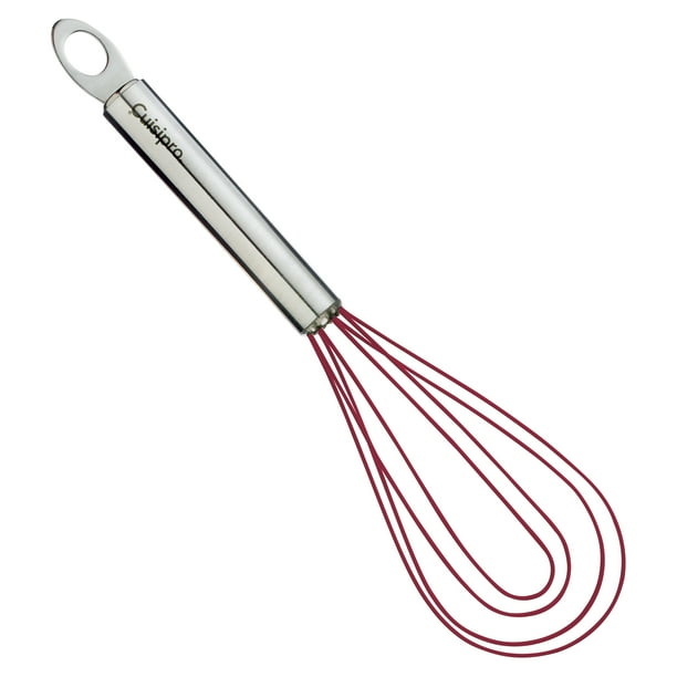 Cuisipro Frosted Stainless Steel and Red Silicone 8 Inch Flat Whisk