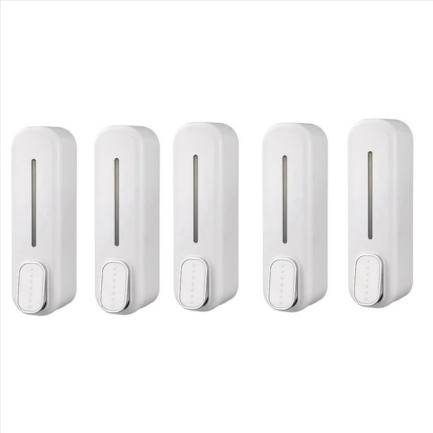 5X Dispensador de Jabón de Montaje En Pared, Dispensador de Gel de Ducha de Champú LíQuido para Manos de 350 Ml para Baño Cocina Oficina Blanco