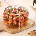 thumbnail image 1 of Racks de brochetas de la parrilla Juego de kabob shish kabob herramienta de acero inoxidable fabricante de kebab rojizo para horno ollas de presión de, 1 of 8