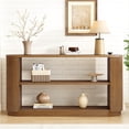 thumbnail image 2 of EUROCO 58" Modern Console Table, 3-Tier Sofa Table Behind Couch Accent Tables with Open Shelf & Elegant Wood Grain,Hallway Table for Living Room,Brown, 2 of 8