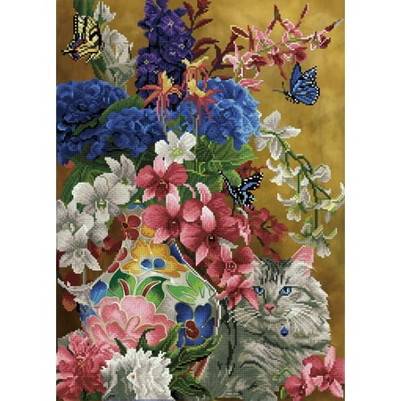 UPC: 4895225921645 | DIAMOND DOTZ® Gilded Cat & Flowers Diamond Painting Kit