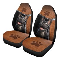 Uorisanigo Seat Covers for Cars, Trucks, & SUV - Set of 2 Faux Leather Dog Print Front Seat Covers for Cars - Easy Installation Seats Protection for SUV Interior Cover & Seats Cover Accessories