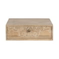 thumbnail image 6 of Kate and Laurel Mirza Transitional Carved Wood Floating Side Table, 18 x 12 x 6, Natural Wood, Mounted Solid Wood Wall Shelf with Drawer for Storage, 6 of 11