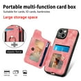 thumbnail image 6 of SaniMore for iPhone 12 Wallet Case, [RFID Blocking] Elastic Card Slot Vehicle Magnetic PU Leather Ring Holder & Lanyard Stand Money Pocket Protective Cover for iPhone 12, Pink, 6 of 12