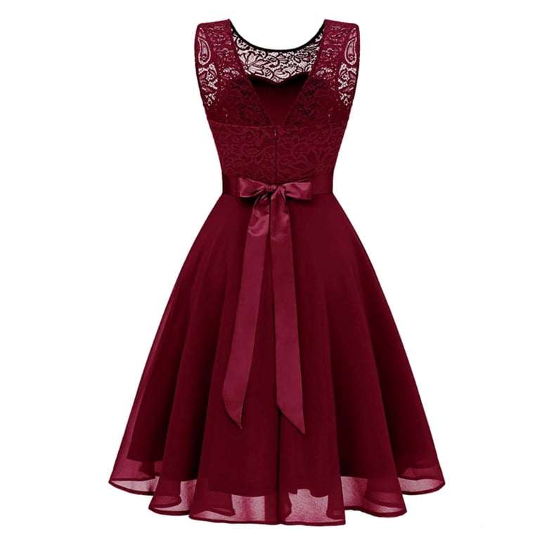 Yindaity Dresses Homecoming Dress for Teens Wedding Guest Sleeveless Lace  Formal Dresses RD1,L - Walmart.com