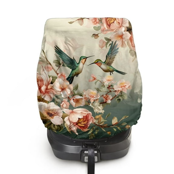 KUIFORTI Car Seat Sun Shade Cover, Hummingbird Print Baby Car Seat Cover Keeps Your Toddler Baby Seat at a Cool Temperature, Soft Carseat Cover Lightweight Baby Seat Covers for Car Seats
