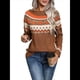 thumbnail image 1 of Suéter de Punto de Otoño y Halloween para Mujer, Ideal para Vacaciones de Invierno, Navidad y Navidad Camello M, 1 of 10