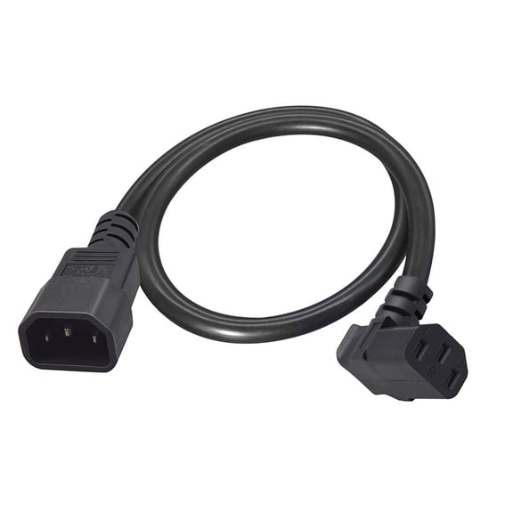 Strhowill IEC 320 90 Degree C13 3-Pin Female to C14 3-Pin Male PDU UPS Power Supply Extension Cord,IEC C14 to C13 Power Cable UP bend -Mounted LCD TV(0.6M/1.96FT)
